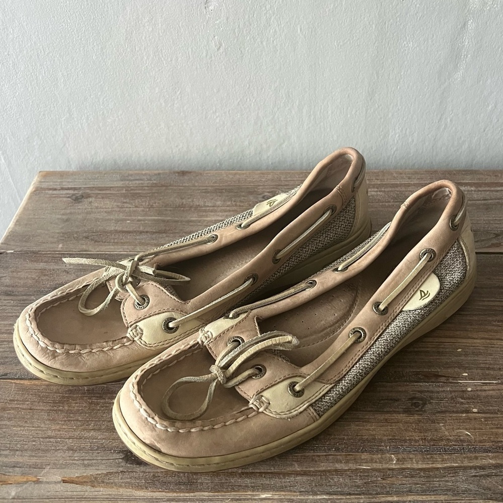 Sperry Tan Top Slider Boat Shoes Size 9